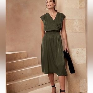 Banana Republic shiny twill wrap midi dress